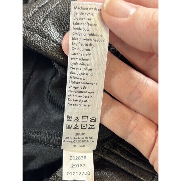Spanx Faux Leather Joggers Black Medium Elastic Waist Pockets - Picture 11 of 16